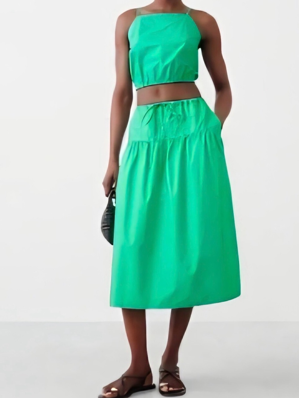 Banana Republic Factory Green Crop Top and Skirt Set